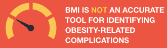 Summary : This image communicates that BMI (Body Mass Index) is not a reliable tool for identifying complications related to obesity.
illustration:
# Main Message :
• Large, bold text states: "BMI IS NOT AN ACCURATE TOOL FOR IDENTIFYING OBESITY-RELATED COMPLICATIONS".
• The word "NOT" is highlighted in yellow for emphasis.
# Visual Elements :
• A stylized gauge or meter is shown on the left, with a black needle pointing to the lower range.
• The gauge is colored in yellow and set against a red background, reinforcing the warning or cautionary message.
# Design Encodings :
• White and yellow text on a red background for high visibility.
• The gauge visually suggests measurement or assessment, but the needle position and color scheme imply inadequacy or caution.
# Analysis :
• The image visually and textually emphasizes that BMI should not be solely relied upon for diagnosing or identifying obesity-related health complications, highlighting the need for more accurate or comprehensive assessment tools.